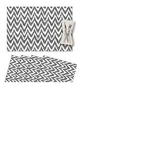 Vilber, Lot de 4 Sets de Table individuels en Vinyle - Lavables, imperméables, Anti-Taches, antidérapants, Anti-adhérents et résistants à la Chaleur - Style Ikat-Majorque - Zig Zag, Gris Inca