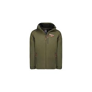 Geographical Norway Takitoama Men - Veste Softshell Capuche Homme Impermeable - Manteau Outdoor Blouson Coupe Vent Tactique Resistant - Randonnee Ski Automne Hiver Printemps (Kaki XL)