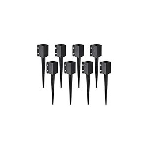 VEVOR Piquet d'ancrage pour poteau de clôture,8 pcs, support de poteau en métal enduit de poudre noire, extérieur 610 x 113 x 113 mm (intérieur 89 x 89 mm) pour boîte aux lettres et barre de jardin