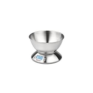 Girmi PS85 Balance de Cuisine &Eacute;lectronique, 1 g par 5kg, Grand Bol 2 L, Corps et Bol en Inox, &Eacute;cran R&eacute;tro&eacute;clair&eacute;, Fonction Tare, Minuteur