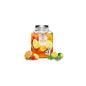 Avilia Distributeur de boissons avec robinet – distributeur d'eau 8L – distributeur d'alcool et sans alcool – bouchon en aluminium – parfait pour toutes les occasions, facile à nettoyer