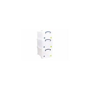 Really Useful Box Lot de 3 boîtes de rangement en plastique transparent 48 l