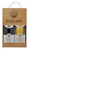 Moillard - Coffret cadeau Chardonnay et Pinot Noir, Vins rouge et blanc de Bourgogne en caisse bois (2 x 0,75L) (Lot de 6)