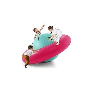 FANTASK Transat Gonflable pour Enfants de 223 cm pour Rouler, Incliner, escalader et Sauter avec 6 poignées intégrées (Rose + Vert)