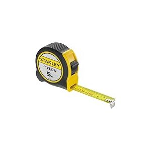 Stanley 0-30-697 mesure Tylon 5m x 19mm - Boitier Ergonomique Bi matière - Ruban en Acier Laqué - Crochet 2 Rivets - Position du Zéro Réel - Agrafe pour Port À La Ceinture, multicolore