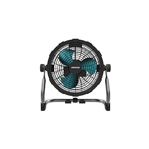Cecotec Proindustry Ventilateur de sol industriel portable 12 000 mAh, diam&egrave;tre 25,4 cm, 9 vitesses, batterie puissante, design robuste, inclinaison r&eacute;glable, grille de protection, transport facile