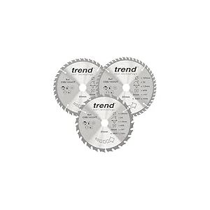 Trend Lame de Scie Circulaire sans Fil pour Boiss, 165 mm de Diam&egrave;tre, 20 mm d'Al&eacute;sage, 24, 40 & 52 Dents, TCT, 1,5 mm de Trait de Scie, +15&deg; Crochet, CSB/165/3PK/B