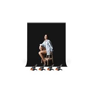 Heysily Toile de Fond Photo Noir 1,5x2m - Fond Photobooth Backdrop Lavable pour Studio Photo, Streaming, Youtube et Production Vidéo, Portable & Pliable Toile de Fond Studio Photo avec 4 Pinces