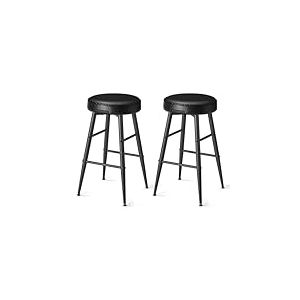 VASAGLE EKHO Collection - Tabouret de Bar, Lot de 2, Chaise de Cuisine, Haut, en PU avec Coutures, Style Moderne Mi-si&egrave;cle, Hauteur Assise 63 cm, Cuisine, Bar, Montage Facile, Noir d'encre LBC080B01