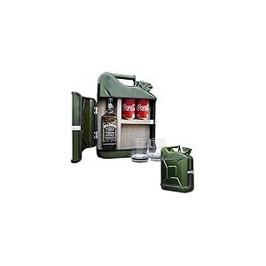mikamax - Bar &agrave; Boissons Jerrycan Mix - Bidon - Barre Mobile - Meuble Bar &ndash; 10L - Vert - avec Deux Verres &agrave; Long Drink
