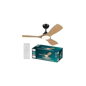 Philips Olas Ventilateur de Plafond, 3 Pales, Lumière LED 24 W, Moteur DC, Température de Couleur (3000 K-4300 K-6500 K) avec Fonction Variateur, Télécommande Incluse, noir, 42"