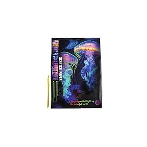 Pracht Creatives Hobby - Image à gratter sous-Marine avec Crayon à gratter, 4 pièces, Brille dans Le Noir, Taille env. 28,5 x 21 cm, Images à gratter pour Enfants et Adultes