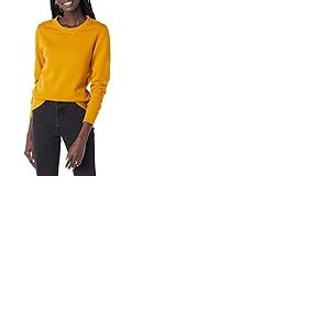 Amazon Essentials Pull &agrave; Col Rond en Polaire (Disponible en Grandes Tailles) Femme, Jaune Moutarde, L