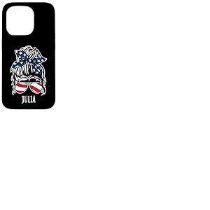 Alice Chignon cheveux désordonnés avec lunettes de soleil ruban USA Coque pour iPhone 15 Pro