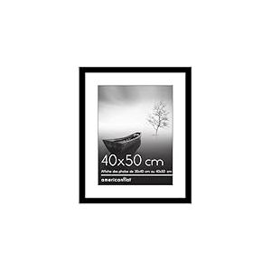 Americanflat Cadre Photo 40x50 cm Noir - Cadre 30x40 cm avec Passe-Partout ou 40x50 cm sans Passe-Partout - Bois MDF avec Vitre Plexiglas - Suspension Horizontale ou Verticale