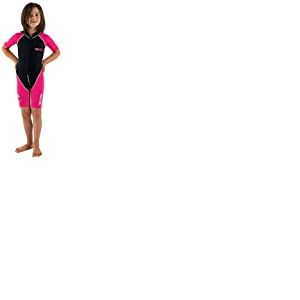 Seac Dolphin, Combinaison de plongée pour Enfant Shorty en néoprène de 1,5 mm et Lycra pour la nage, la plongée en apnée et Les Jeux Aquatiques, Noir/Rose, 11 Ans