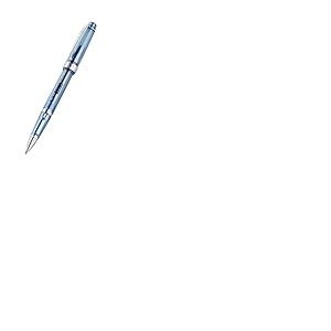 Cross Bailey Light Translucent 8015 Stylo roller (recharge à bille roller, noir, épaisseur de trait F – fin, emballage cadeau de qualité supérieure), bleu marine/chromé