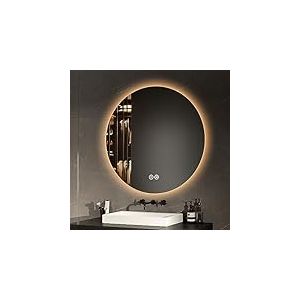 EMKE Miroir Salle de Bain avec Eclairage Rond diamètre 80 cm, Interrupteur Tactile, Miroir LED Salle de Bain, 3 Couleurs de lumière Variable,Miroir Salle de Bain