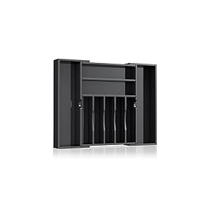 NIUBEE Organiseur de tiroir de cuisine en acrylique pour couverts et ustensiles, organiseur extensible pour argenterie et plateau &agrave; couverts pour cuisine, bureau, salle de bain, noir, 53,3 cm