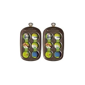 Pyrex - Asimetria - Moule &agrave; 6 Muffins en M&eacute;tal Anti-Adh&eacute;sif &Oslash; 6.50 cm (Lot de 2)