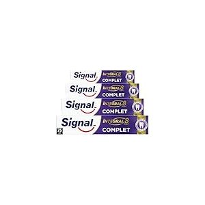 SIGNAL - Dentifrice Integral 8 Complet Effet Prébiotique - Protection Complète 3x plus efficace -96% d’ingrédients d’origine naturelle (lot de 4x75ml)