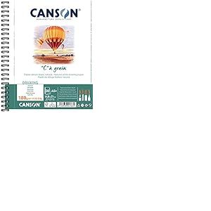 CANSON "C" &agrave; Grain - Album spiral&eacute; 30 feuilles de papier dessin - Grain fin - A5+ 180g/m&sup2; - Blanc
