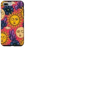 Vintage Soleil Lune Fleur Cristal Fleur Céleste Design Coque pour iPhone 7 Plus/8 Plus