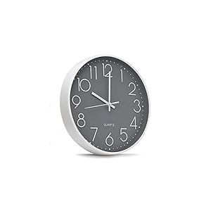 joeji's Kitchen Horloge Murale 30 cm - Grise Design Moderne - Silencieuse sans tic-tac - Horloge Cuisine - Salon - Salle de Bain - Chambre - Pendule Murale