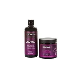 Kerargan - Duo Disciplinant Shampoing & Masque &agrave; l'Huile d'Argan Pour Cheveux Indisciplin&eacute;s, Secs & Fris&eacute;s - Combat les Frisottis & D&eacute;m&ecirc;le - Sans Sulfate, OGM, Silicone, Huile min&eacute;ral - 2x500ml