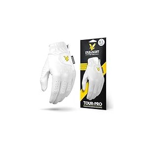 Lyle & Scott Tour Pro Gant de Golf en Cuir de cabretta Ultra Doux &ndash; Adh&eacute;rence Ultime, contr&ocirc;le de l'humidit&eacute;, Durable &ndash; Gant de Golf pour Homme Blanc, Taille XL, Main Gauche
