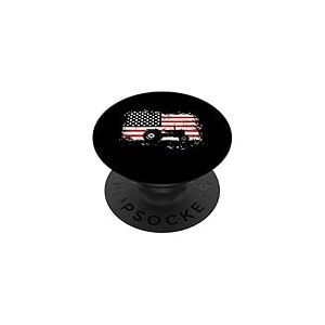 Tracteur vintage drapeau américain PopSockets PopGrip Adhésif