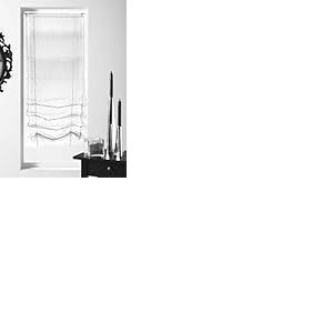 Homemaison - Store &agrave; Remonter Voilage Organza Fantaisie 'Goutte d'eau' - Polyester - Ourlet Passe Tringle - Rubans Satins &agrave; Remonter - Fen&ecirc;tre Salon Chambre Cuisine - 70 x 200 cm - Blanc