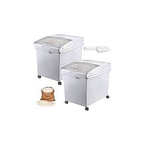 VEVOR Conteneur de Riz à roulettes 3PCS Bac à Riz avec Couvercle Coulissant 25L*3 Boîtes de Stockage de Rangement de Céréales à Farine à Ingrédients en Plastique pour la Conservation Alimentaire