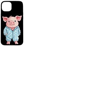Cochon en pyjama pour un look amusant de soirée pyjama Coque pour iPhone 15 Plus