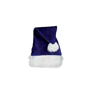 Beistle Bonnet de P&egrave;re No&euml;l en Peluche, Taille Unique, Bleu Roi/Blanc