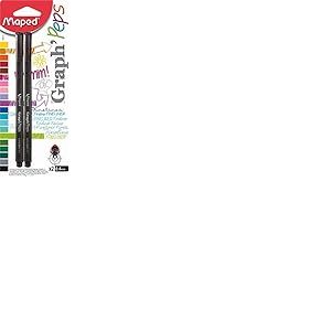 Maped Graph Peps Stylos feutre pointe fine encre noire-(Lot de 2)