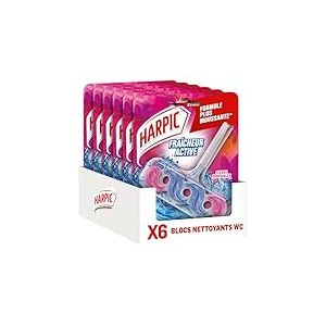 Harpic lot de 6 Blocs WC- Nettoyant WC Fraîcheur Active Fleurs Tropicales anti-tache & anti-calcaire - 6 unités