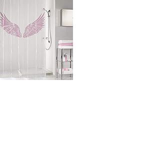 Kleine Wolke Wings Rideau de Douche en PEVA Flamant Rose 180 x 200 cm