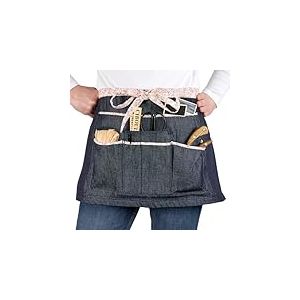 La Cordeline Tablier 7 Poches, Bleu Jean avec Bordure Liberty, 35 x 64 cm, 100% Coton pour le jardin, bricolage