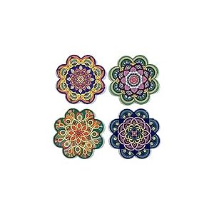 Dessous de Plat de Marque DKD Home Decor Bleu Liège (20 x 20 x 1 cm) (4 pièces) (Référence : S3026155)