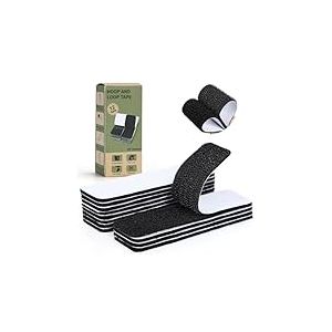 VynyQoo 12 Ensembles Scratch Autocollant Double Face, Durable et Amovible, Bandes de Scratch Autocollantes, pour la Décoration de la Maison, Du Bureau, de la Cuisine et de la Voiture (Noir)