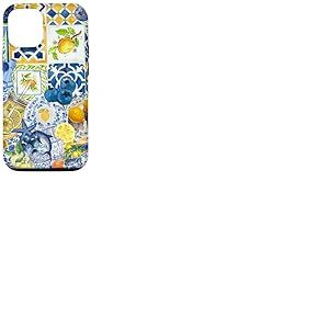Carrelage méditerranéen et jaune jaune mignon été italien Coque pour iPhone 12/12 Pro