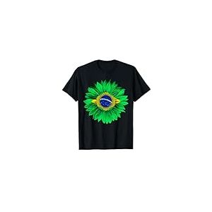 Drapeau du Brésil Tournesol Racines Brésiliennes Fiers Patriotiques T-Shirt