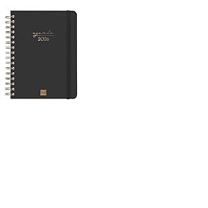 Finocam – Agenda Spirale 2026 1 Jour par page | Janvier – Décembre (12 mois) | Agenda annuel 2026 avec élastique | Double spirale Couverture rigide Alma – Noir – International