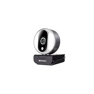 Sandberg Streamer USB Webcam Pro | Caméra de Streaming pour Les appels vidéo de Jeu | Webcam 1080P avec Microphone pour PC MacBook | Anneau Lumineux | Plug & Play | Clip-on et trépied prêts