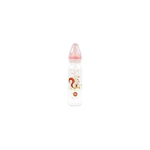 dBb Remond Biberon Régul'Air 240 ml en verre - Tétine NN -nouveau-né- anticolique en silicone - Débit régulier - 1er âge, 0 à 4 mois - Fabrication française - Décor Ecureuil - Rose poudré