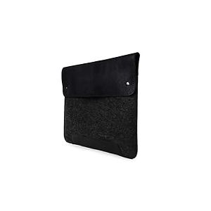 MegaGear Étui en Cuir véritable et Polaire pour MacBook 13,3" Noir