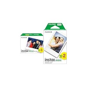 instax Pack de 50 Films Wide Blanc & Fujifilm instax - Twin Films pour Mini - 86 x 54 mm - 20 Count (Pack of 1)