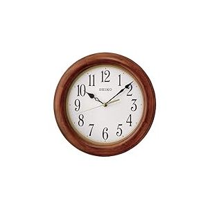 Seiko Horloge Murale Classique Ronde en Bois Marron 30,5 cm