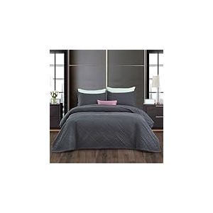 CHIXIN Couvre-lit matelassé pour lit King Size 240 x 260 cm - Gris foncé - Couvre-lit réversible en Relief pour l'été - Légère et réversible pour décoration de Chambre à Coucher (taies d'oreiller Non